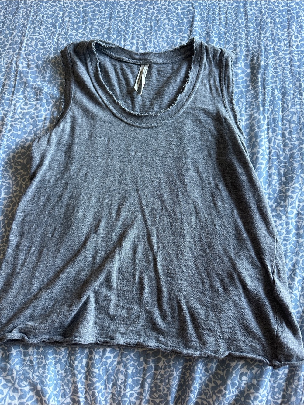Anthropologie Charcoal Gray Raw-Edge Sleeveless Tank